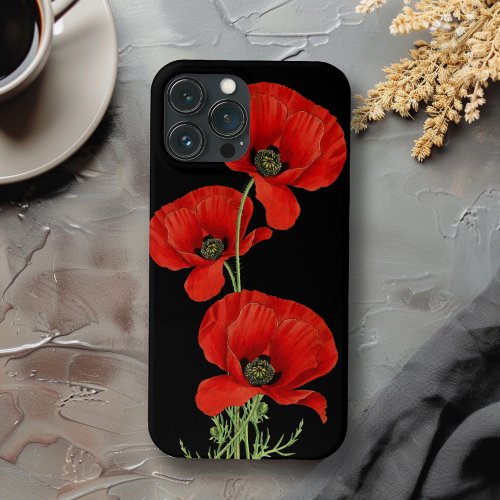 Red Poppies Colorful Vintage Botanical iPhone 13 Pro Max Case