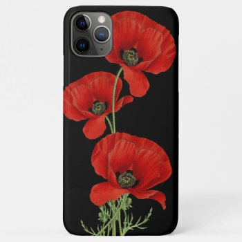 Red Poppies Colorful Vintage Botanical Iphone 11 Pro Max Case by encore_arts at Zazzle