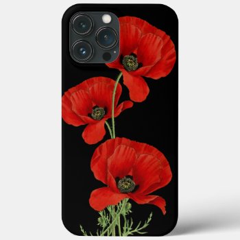 Red Poppies Colorful Vintage Botanical Iphone 13 Pro Max Case by encore_arts at Zazzle