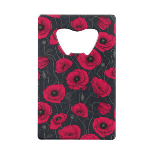 Red Poppies Credit Card Bottle Opener