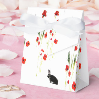 Red Poppies Cute Bunny Rabbit Favor Boxes