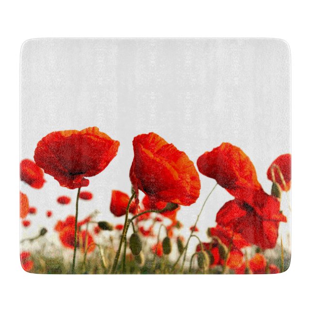 Red Poppies Cutting Board (Front)