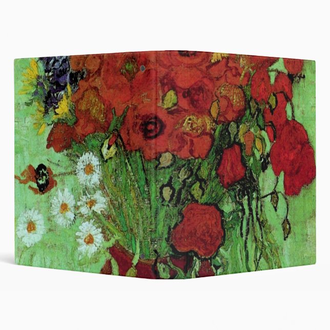 Red Poppies & Daisies (F280) Van Gogh Fine Art 3 Ring Binder (Background)
