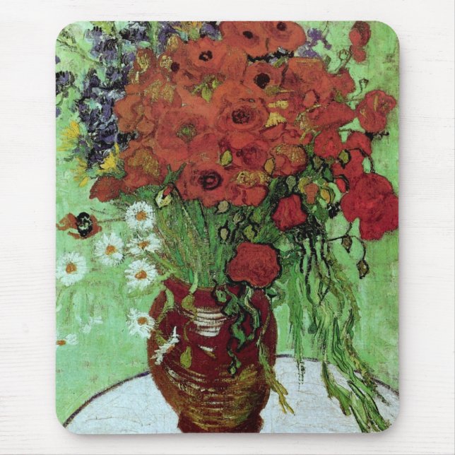 Red Poppies & Daisies (F280)Van Gogh Fine Art Mouse Pad (Front)