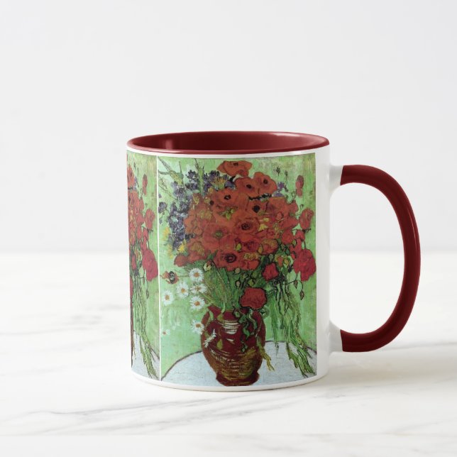 Red Poppies & Daisies (F280)Van Gogh Fine Art Mug (Right)