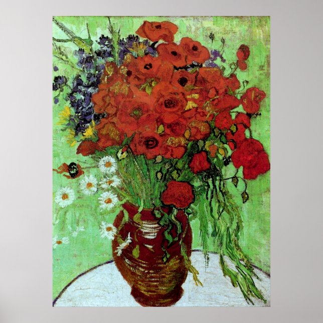 Red Poppies & Daisies (F280) Van Gogh Fine Art Poster (Front)