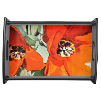 Red Poppies Detailed Painting Serving Tray
