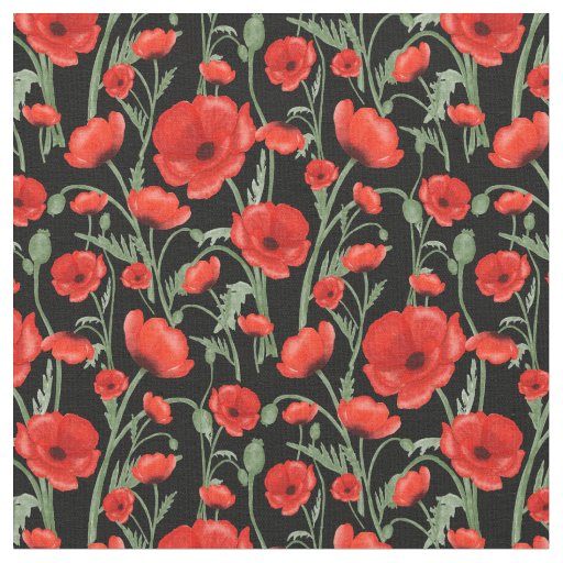 Red Poppies Fabric
