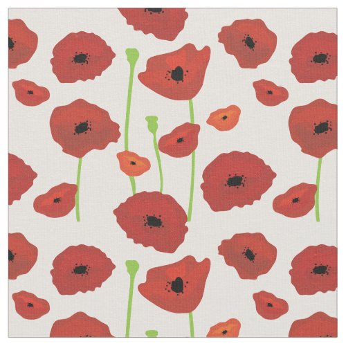 Red Poppies Fabric Fabric