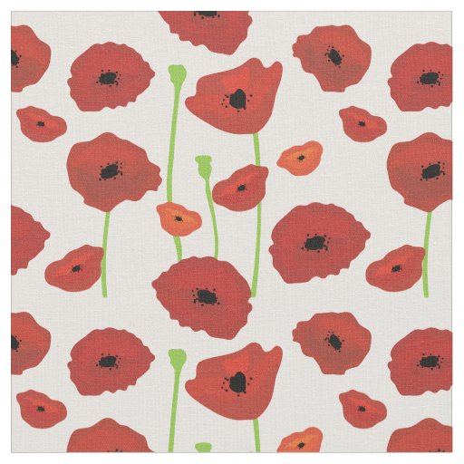 Red Poppies Fabric. Fabric
