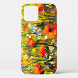 Red Poppies Field Abstract Painting iPhone 12 Case