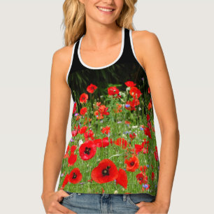 Red Poppies Field All Over Printed Tank Top
