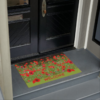 Red Poppies Field Cust. Welcome Door Mat