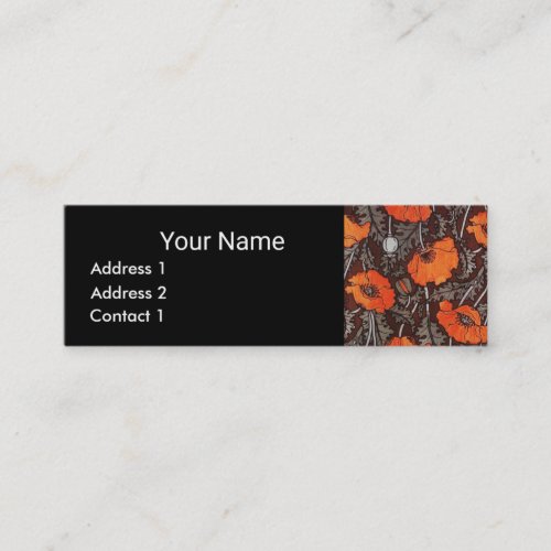 RED POPPIES Field Ruby Monogram White Black Floral Mini Business Card