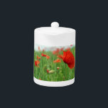 Red poppies field teapot<br><div class="desc">You can add or change the text and font.</div>