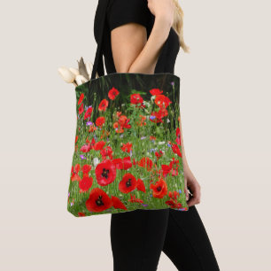 Red Poppies Field Tote Bag