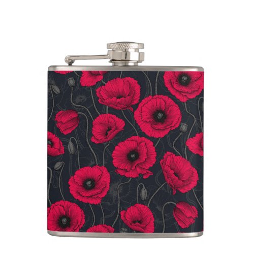 Red Poppies Flask