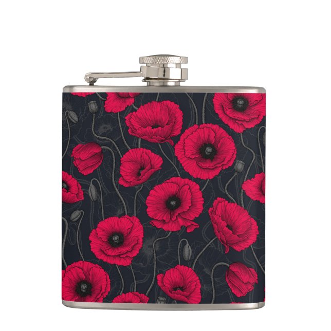 Red Poppies Flask (Front)