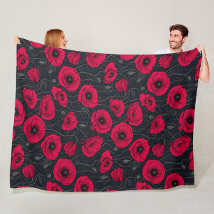 Red Poppies Fleece Blanket