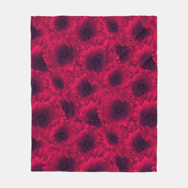 Red poppies fleece blanket (Front)