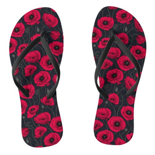 Red Poppies Flip Flops