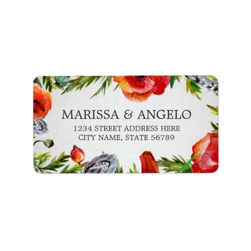 Red Poppies Floral Address Label