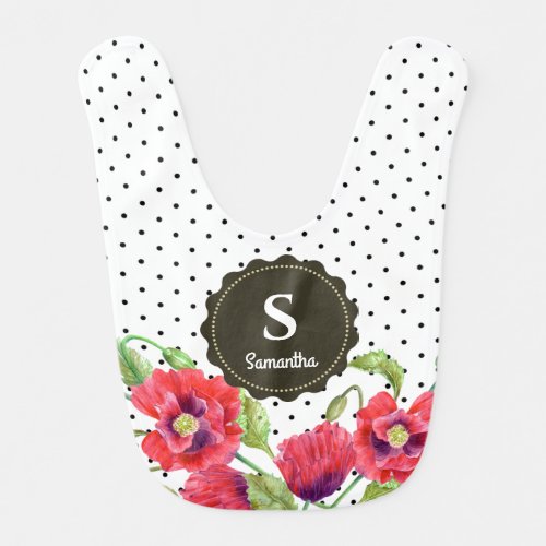 Red Poppies Floral Art Baby Bib