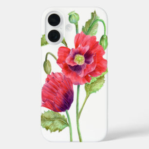 Red Poppies Floral Art iPhone 16 Case