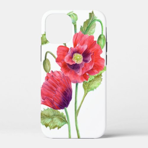 Red Poppies Floral Art iPhone 12 Mini Case