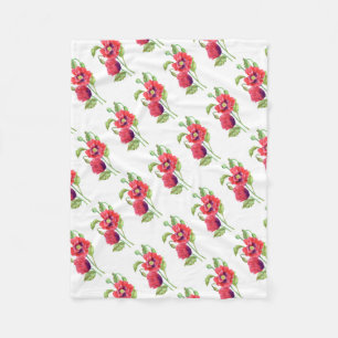 Red Poppies Floral Art Fleece Blanket