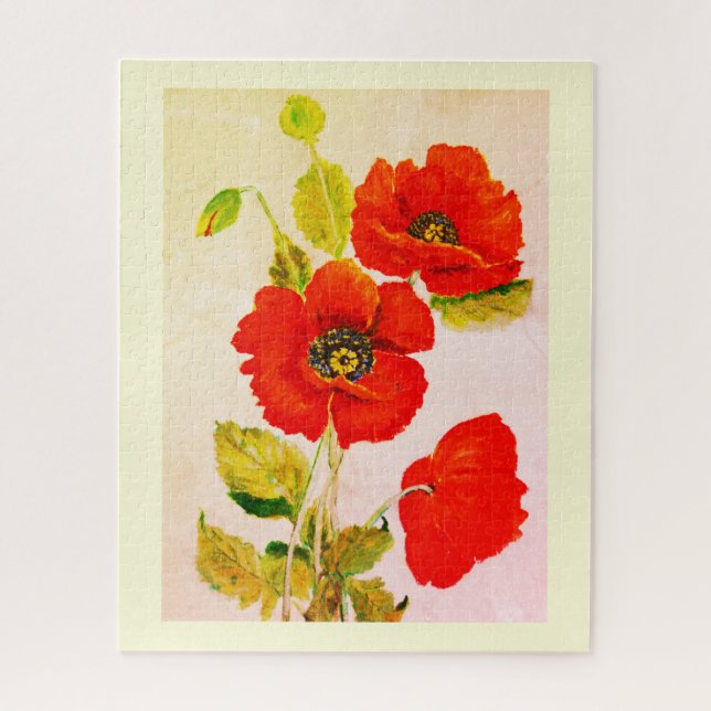 Red poppies floral art jigsaw puzzle (Vertical)
