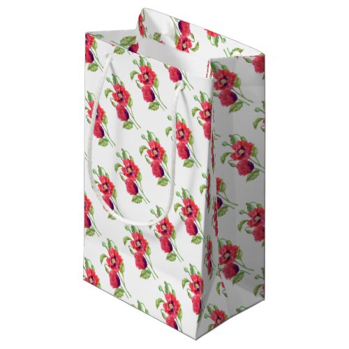 Red Poppies Floral Art Small Gift Bag