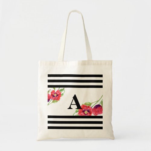 Red Poppies Floral Art Tote Bag
