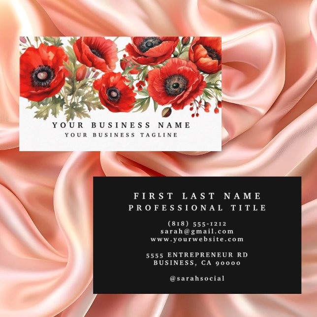 Red Poppies Floral Business Card (Creator Uploaded)