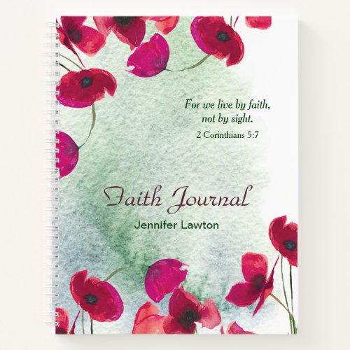 Red Poppies Floral Faith Journal