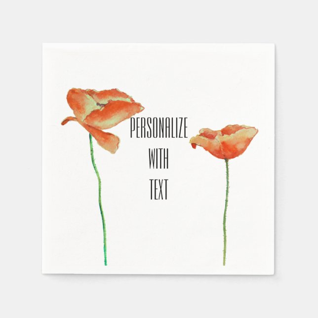 Red Poppies Floral Paper Napkins (Front)