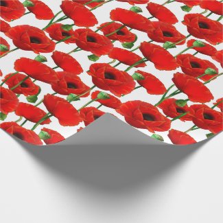 Red Poppies Floral Pattern Wrapping Paper