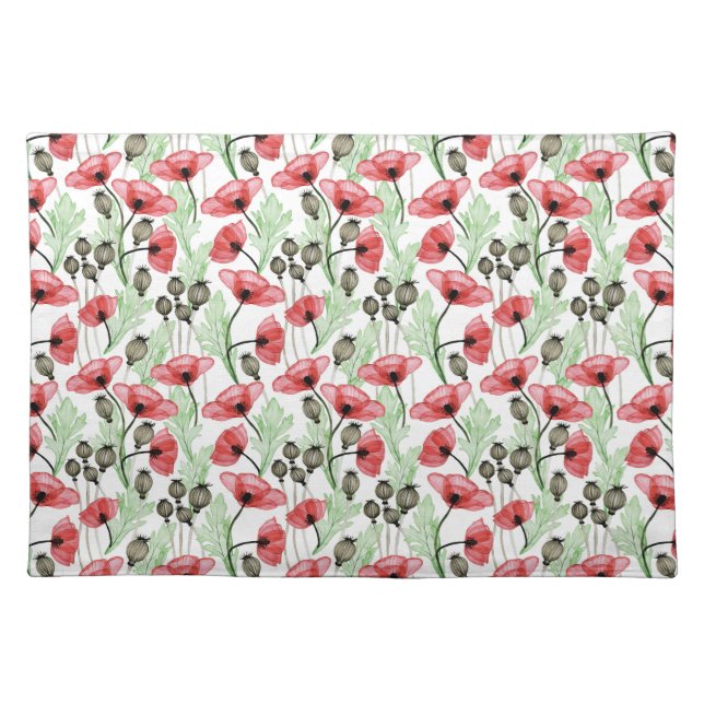 Red Poppies Floral Placemat (Front)