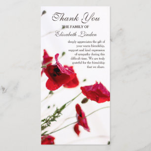 Red Poppies   Floral Sympathy Thank You Card