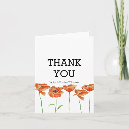 Red Poppies Floral Thank you