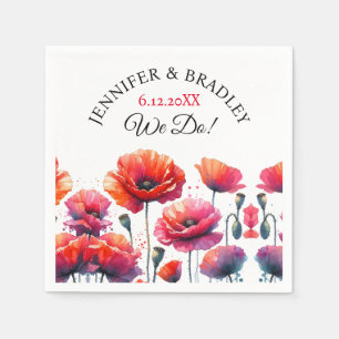 Red Poppies Floral Wedding Napkins
