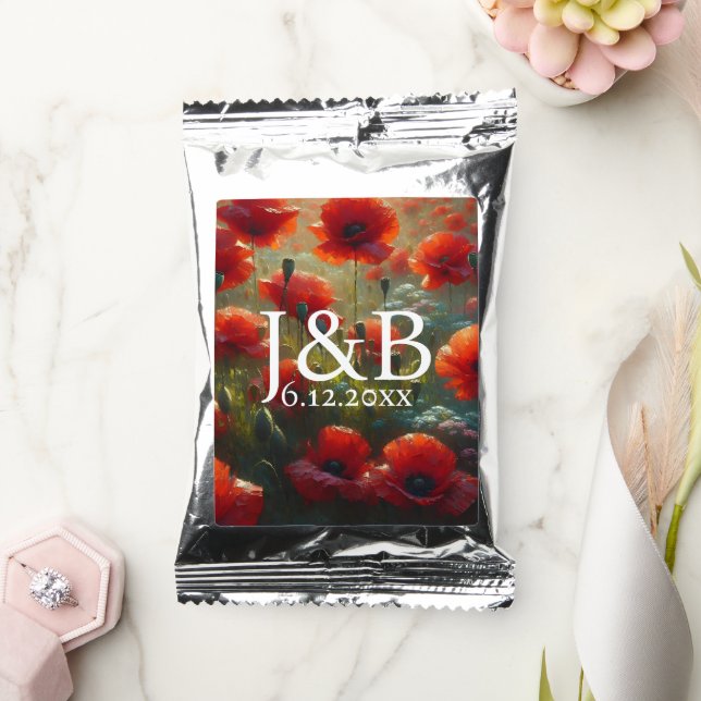 Red Poppies Floral Wedding Personalized Coffee Drink Mix (Wedding)