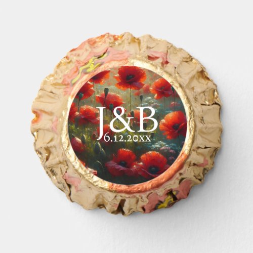 Red Poppies Floral Wedding Personalized Reeses Peanut Butter Cups