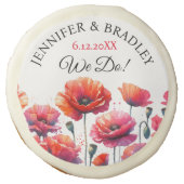 Red Poppies Floral Wedding  Sugar Cookie (Front)