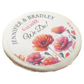 Red Poppies Floral Wedding  Sugar Cookie (Angled)