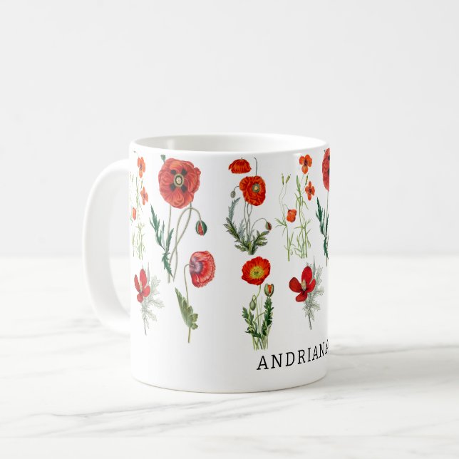 Red Poppies Florals Coffee Mug (Front Left)