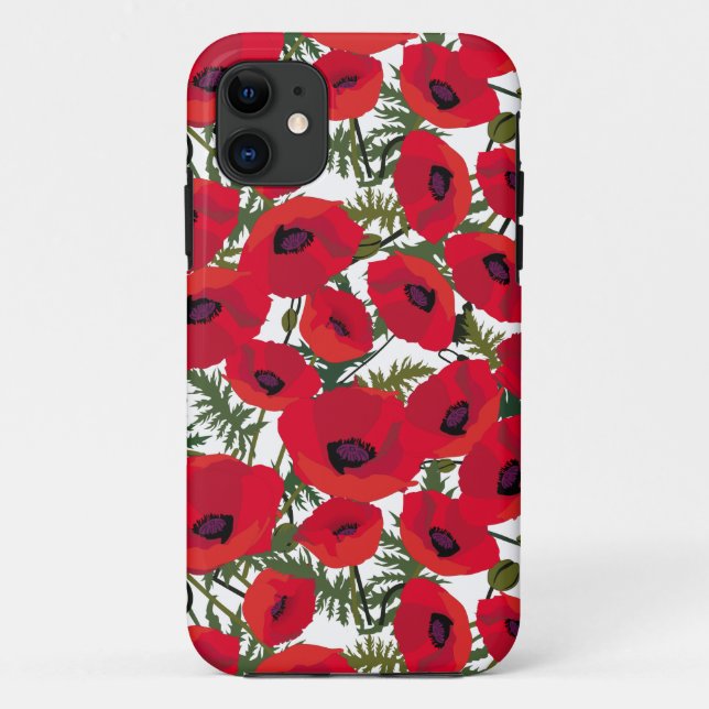 Red Poppies Flower Pattern Case-Mate iPhone Case (Back)