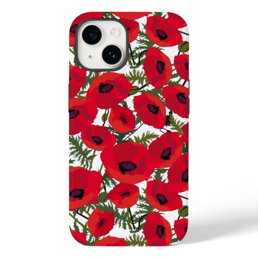 Red Poppies Flower Pattern Case-Mate iPhone 14 Case