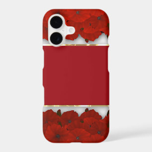Red poppies flowers floral frame white pattern iPhone 17 case