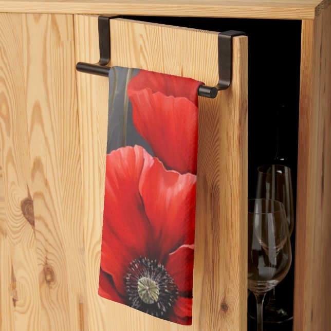 Red poppies Flowers Kitchen Towel (Thirds Fold)
